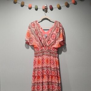 Rabbit Rabbit Rabbit Coral Printed Maxi Dress